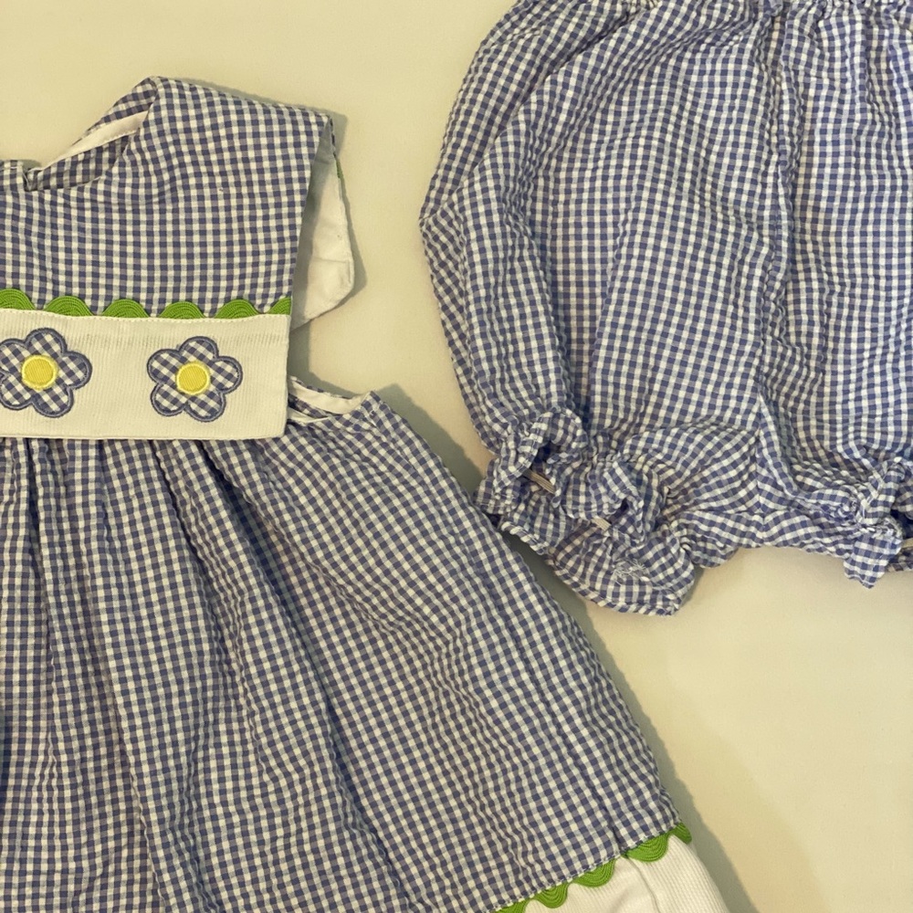 Periwinkle toddler outfit with bloomers